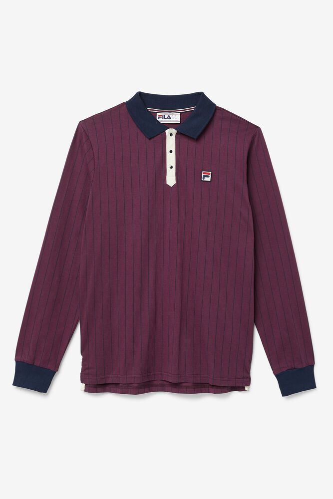 Fila Polo Bb2 Long Sleeve Mens Purple - India FLI-406925